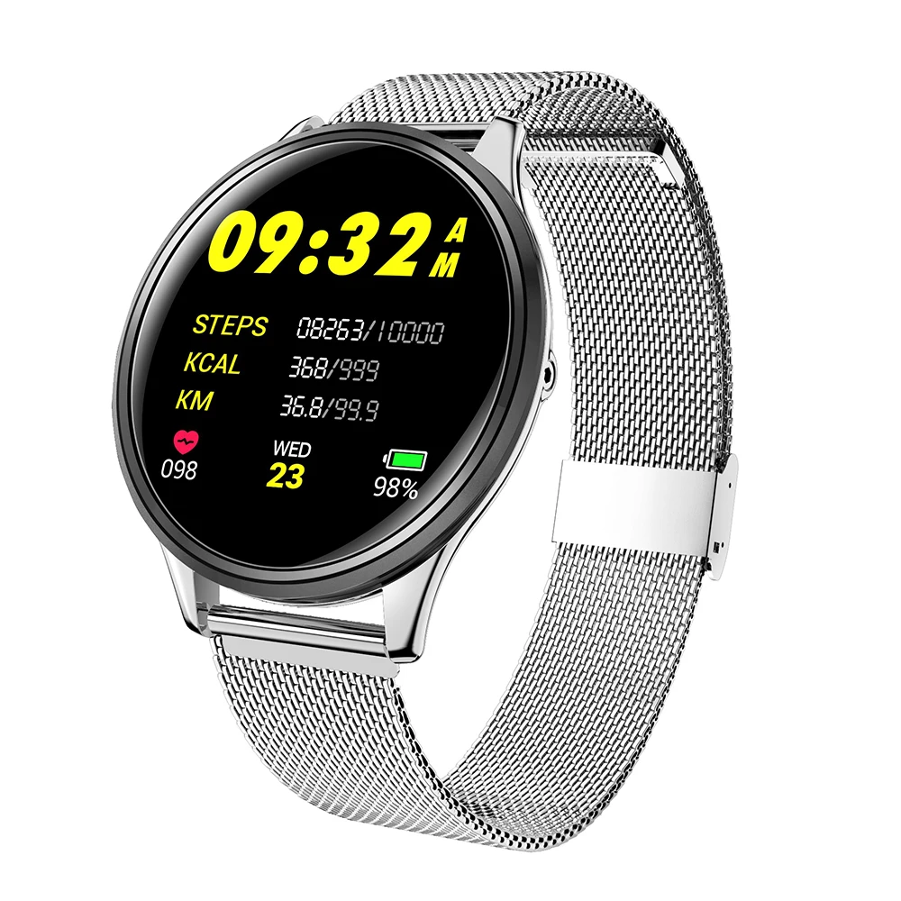 

Men Sport Fitness Smart Watch Stainless steel strap Waterproof Clock For Android IOS Heart Rate Sleep Monitor SmartWatch Women