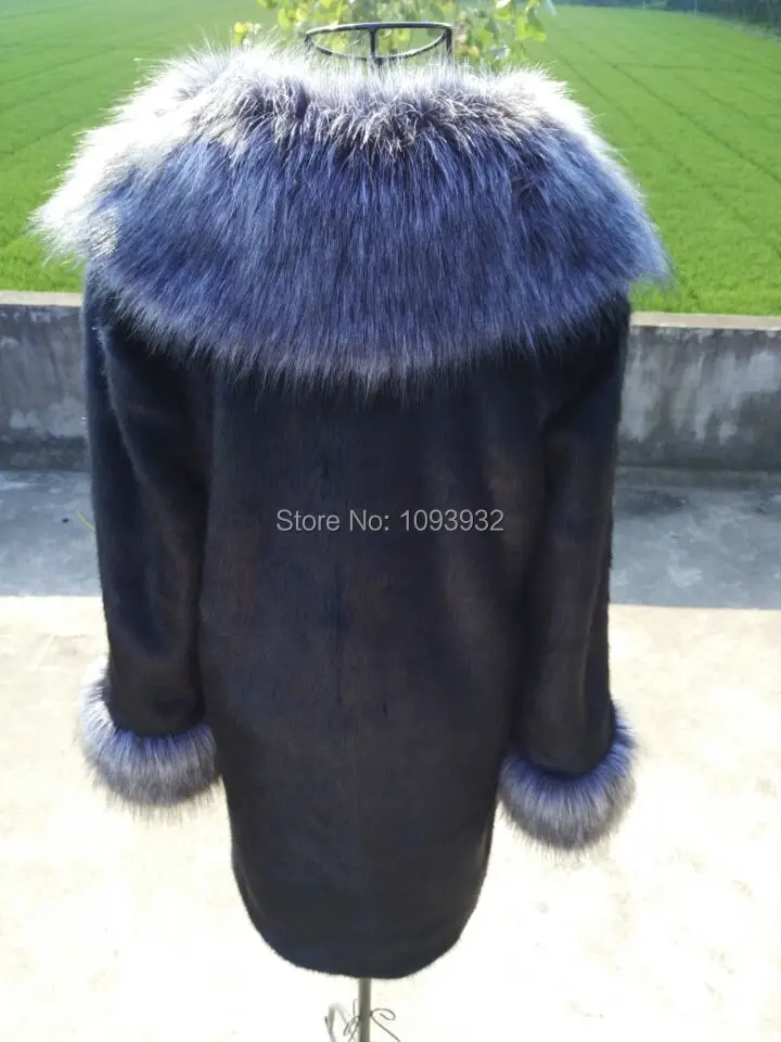 4XL 5XL большой серый Лисий меховой воротник норковая шуба зимняя женская длинная синтетическая Шуба черная шуба из искусственного кроличьего меха парка куртка