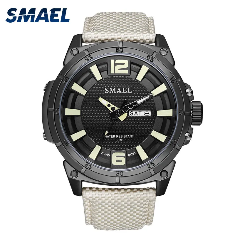 

SMAEL Top Brand Military Watches Men Fashion Casual Canvas Leather Sport Quartz Wristwatches Male Clock Relogio Masculino