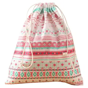 

Unisex Patchwork Print Drawstring Fresh Lively Shopping Bags Large Capacity Beam Port Cotton Hemp Backpack Travel Bag 10Jul 30