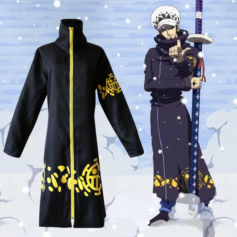 

Halloween Anime One Piece Trafalgar Law After 2 Years Cosplay Costume Coat Party Cartoon Adult Cloak Outerwear Hat For Women Men