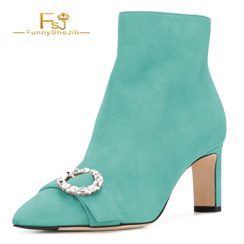 turquoise_suede_buckle_chunky_heel_ankle_booties_2_