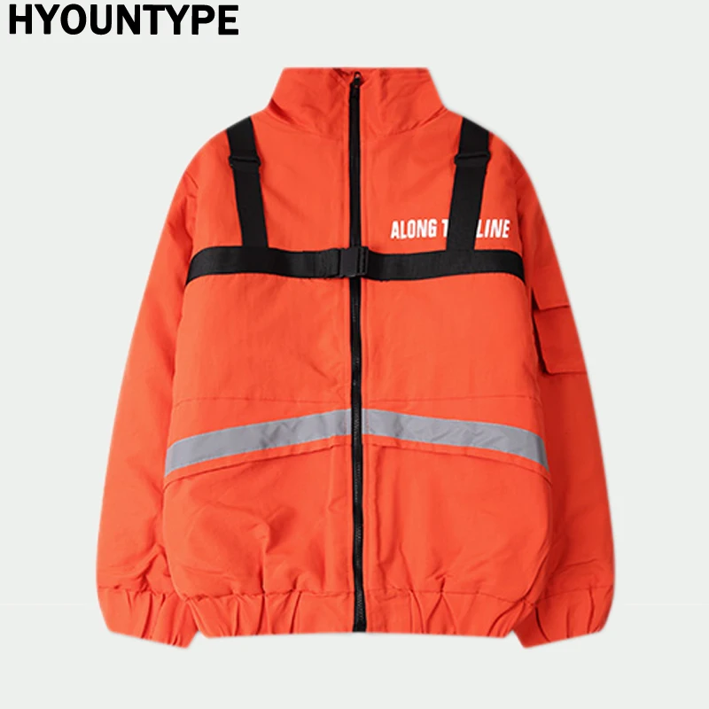 

New Design Reflect Military Jacket Bomber Streetwear Parkas Men Autumn Winter Warm Zipper Cotton Padded Harajuku Biker Outerwear