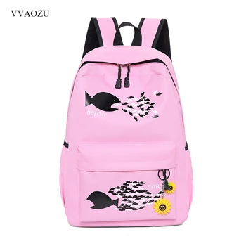 

Harajuku Funny Fish Printing Backpack Nylon Shoulder Bags Student School Bag Rucksack for Teenage Girls Boys Travel Laptop Bags