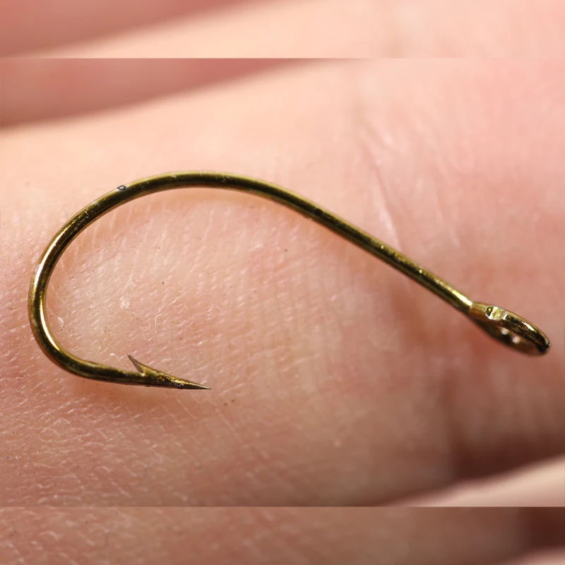 

50pcs Single Spoon Hook Big Eye / Ring Fly Tying Hook Bronzed Silver Color Trout Fishing Fly Hooks