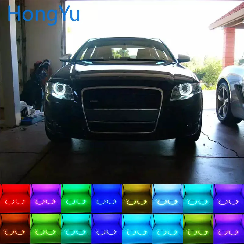 Последний для Audi A4 S4 RS4 2005-2009 аксессуары фар многоцветный RGB LED Ангельские Глазки