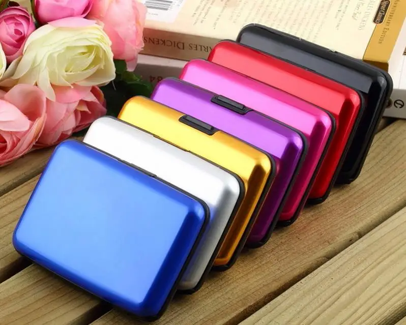 

wholesale Waterproof Business ID Credit Card Holder Wallet Pocket Case Aluminum Metal Shiny Side Anti RFID scan Cover Wholesale