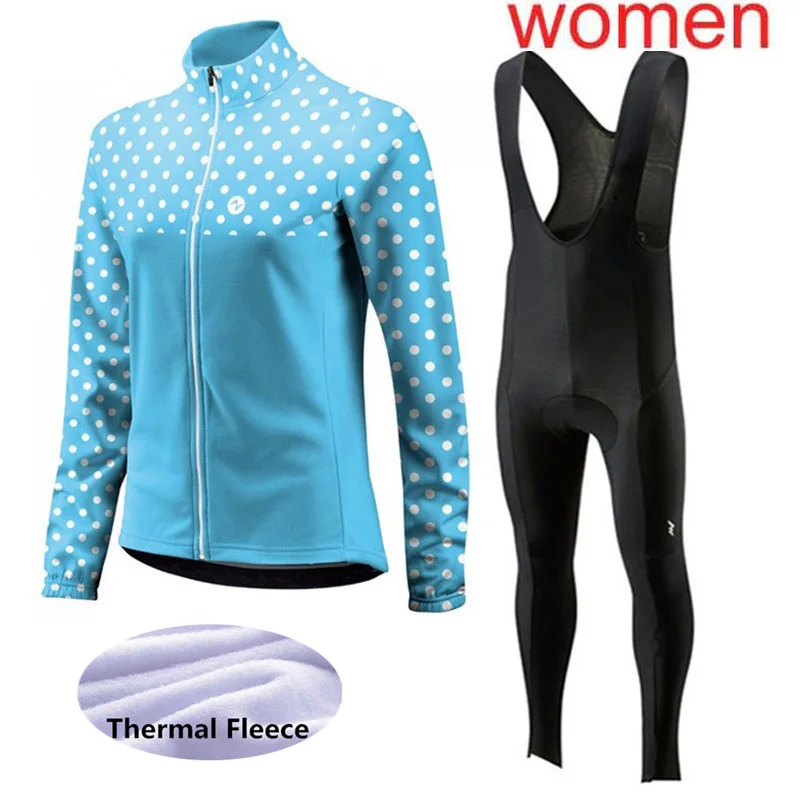 Зимний флисовый термальный Женский комплект Джерси для велоспорта гоночная команда с длинным рукавом велосипедная Одежда MTB Maillot комбинезон Ropa Ciclismo K281