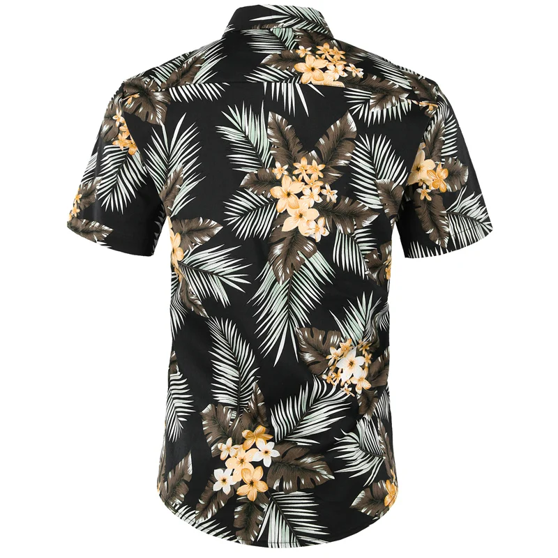 Летняя мужская гавайская рубашка 2019 бренд короткий рукав мужская одежда рубашки больших размеров Цветочный принт пляжные гавайская