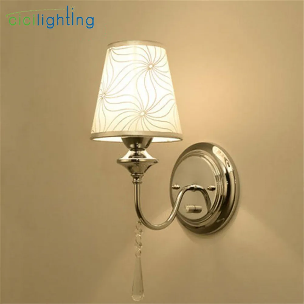 

Modern Nordic bedroom bedside crystal wall lamp with knob switch for on/off 5W LED E27 wall lighting for living room aisle porch