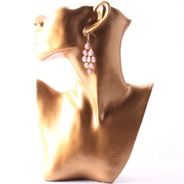 Necklace Earring Display Stand Jewelry Show Figure Mannequin Model Gold