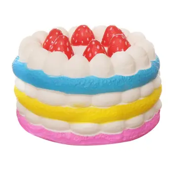 

ABWE Best Sale Squishy Colorful Round Strawberry Cake Slow Rising Squeeze Toys Decorative Props