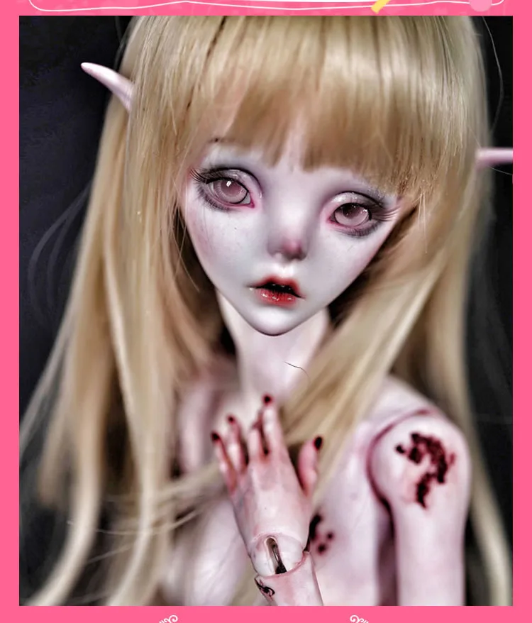 1/4 scale nude BJD Horror elf Death girl with 2 head Joint doll Resin figure model toy gift not include clothes shoes wig D2297 | Игрушки и