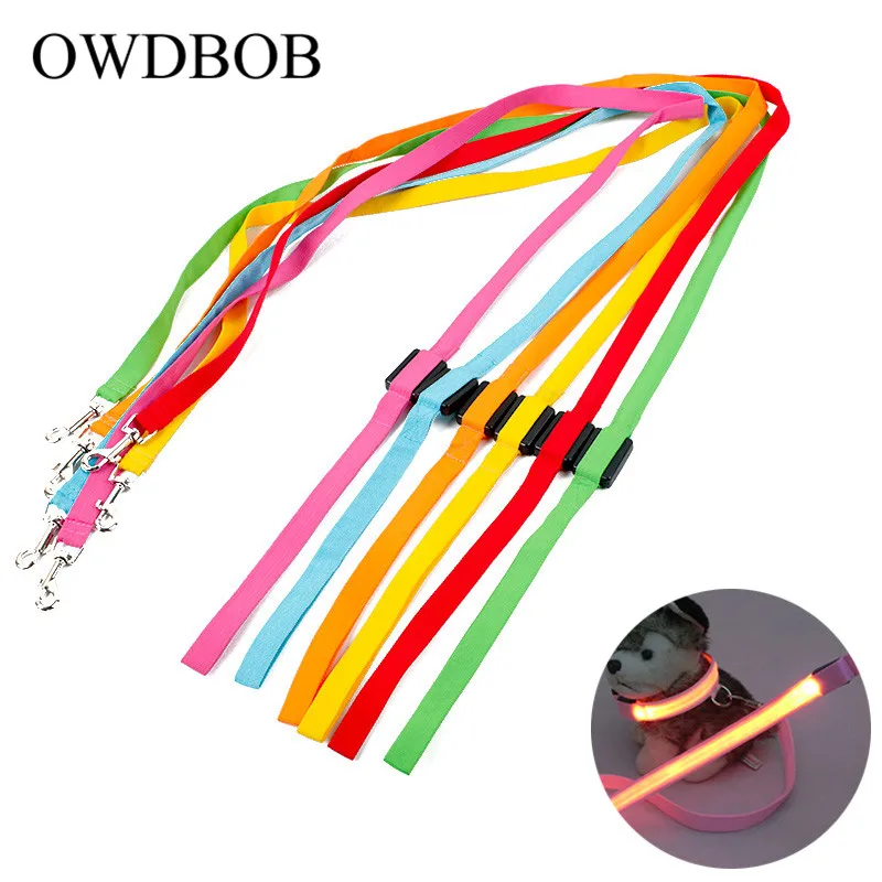 

OWDBOB 1pc LED Pet Dog Leash Lead LED Light Up Cat Dog Leash Night Safety LED Flashing Glow In Dark Dog Collar Belt Pet Supplies
