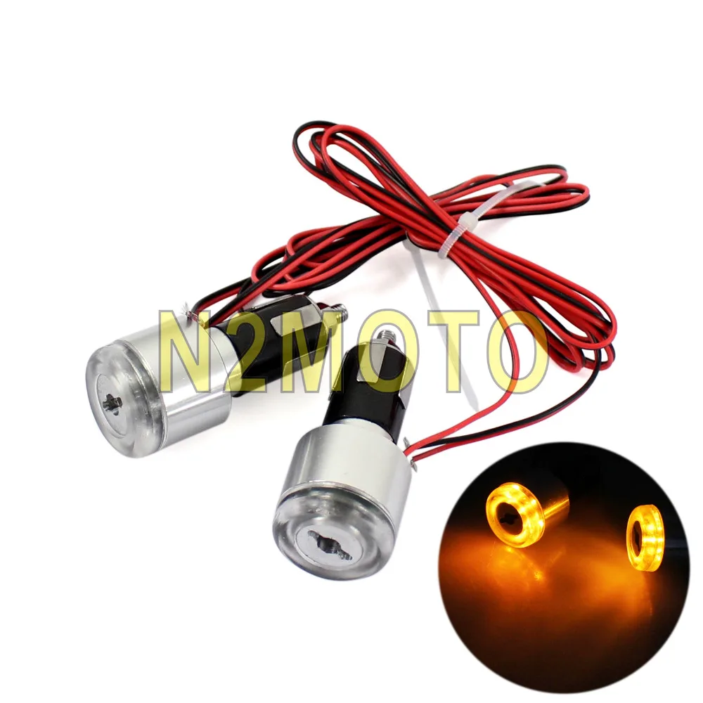 

LED 7/8" Handlebar Turn Signal Light Aluminum Grip Bar End Maker Plug Indicator Flasher for Honda Harley Suzuki Cafe Racer
