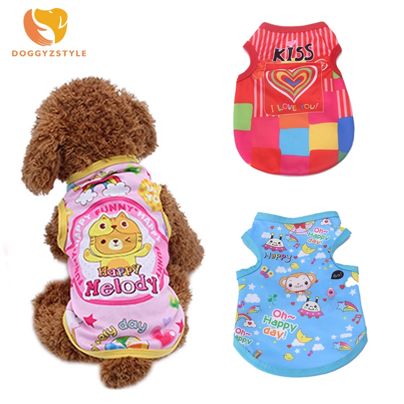 6 Colors Dog Vest Summer Cute Breathable Cartoon Pattern Pet Sleeveless Shirt Puppy Cat Vests Clothes For Small Medium Dogs | Дом и сад