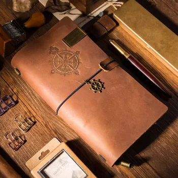 Vintage Genuine Leather Traveler's Notebook PIRATE style Diary Journal Handmade Cowhide gift travel notebook vintage leather notebook key design vintage cowhide paper retro straps diary doodle book notepads diary
