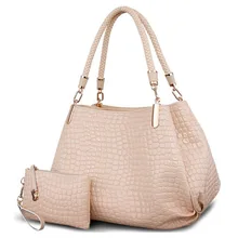 Suutoop cocodrilo borse mujeres totes el bolso de la señora + monedero/cartera carteras de mujer de gran capacidad de hombro blanco y negro kit 2 bags/set