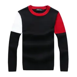 100% хлопок лоскутный мужской свитер зимний с вышивкой плотный круглый воротник шерстяной кардиган для мужчин Пуловеры 4 цвета