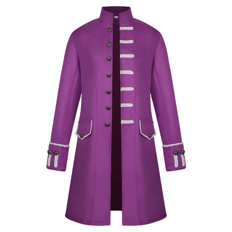 Взрослые мужские викторианские костюмы сплошной цвет смокинг, фрак куртка стимпанк Тренч платье наряд Готический Ретро костюм пальто