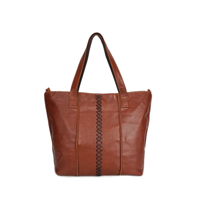 Femmes Solide Main Véritable Bandoulière Marron Fourre tout Sac Peau De En Vache À Grand Nouveau Mode Cuir xHOFt4E