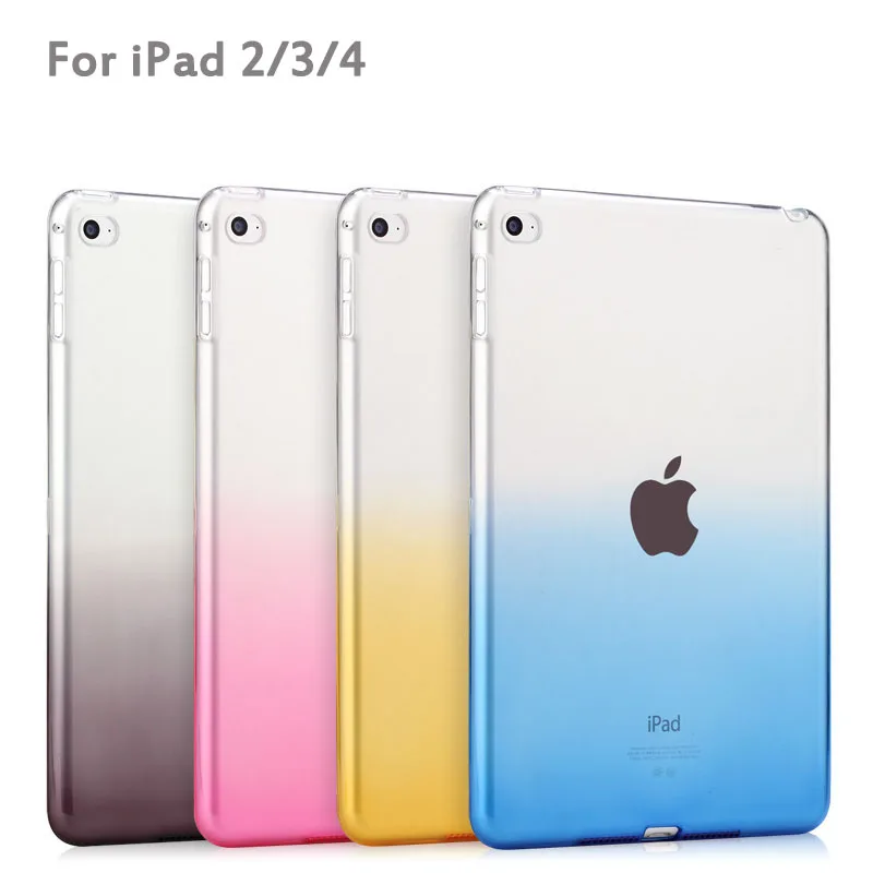 

Dual Color Gradient Soft TPU Gel Case For iPad 2/3/4 case Clear Transparent Tablet Case Cover For Apple iPad 9.7''inch