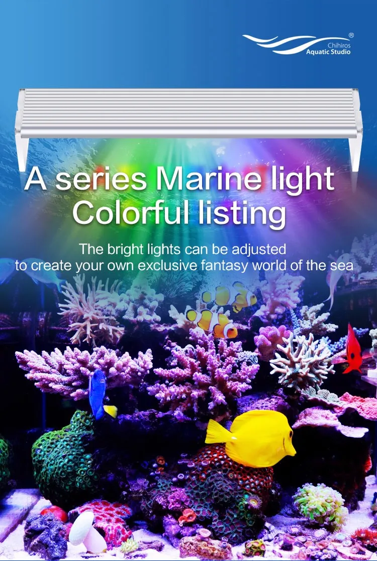 Chihiros морской Светодиодный светильник коралловый SPS LPS аквариум морской риф танк белый синий короткий стиль