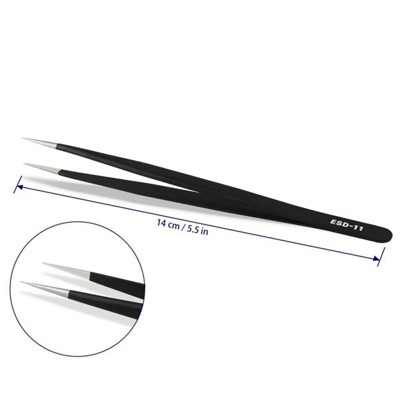 6 pcs ESD-10/ESD-11/ESD-12/ESD-13/ESD-14/ESD-15 BGA Precision Tweezer Set Antistatic Tweezers Stainless Tweezers