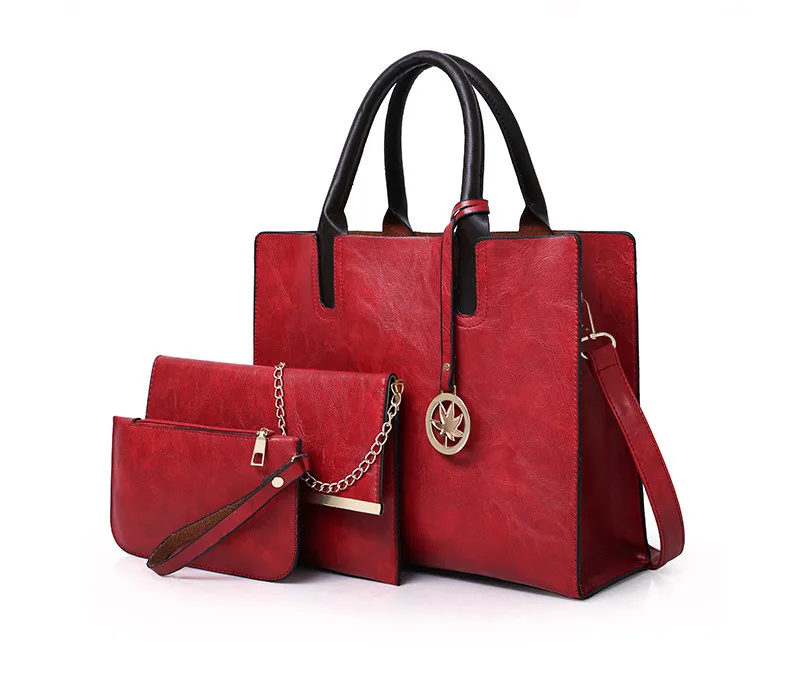 3 шт. кошельки и сумки высокого качества женские кожаные сумки Простые Дизайнерские Большие сумки-шопперы для женщин сумки на плечо