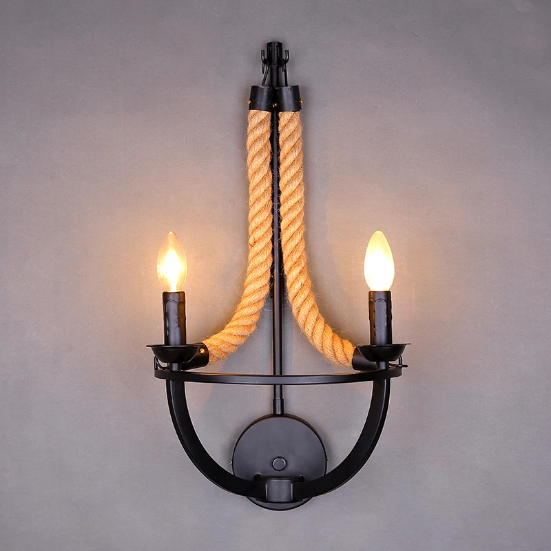 

The American technology retro creative living room balcony bedroom wall lamp American double aisle industrial wind lamp ya72833