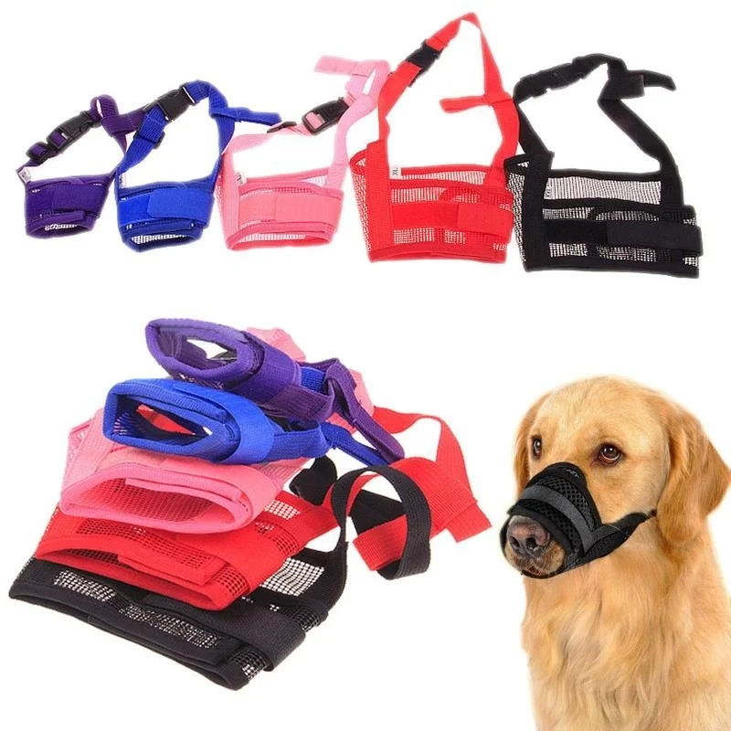 

Adjustable Breathable Pet Dog Mask Bark Bite Mesh Mouth Muzzle Grooming Anti Stop Chewing For Small Dog Pet Products 7