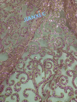 

with glued glitter top selling yaking-111677 embroidery african tulle mesh fabric