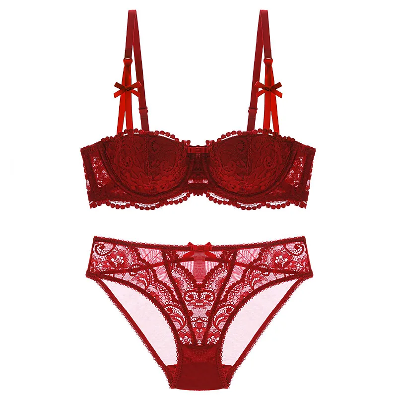 TERMEZY New Half Cup Lingerie Set Sexy Lace Underwear Women Push Up Bra And Panties With Garters Seamless Embroidery Bra Sets TERMEZY New Half Cup Lingerie Set Sexy Lace Underwear Women Push Up Bra And Panties With Garters Seamless Embroidery Bra Sets