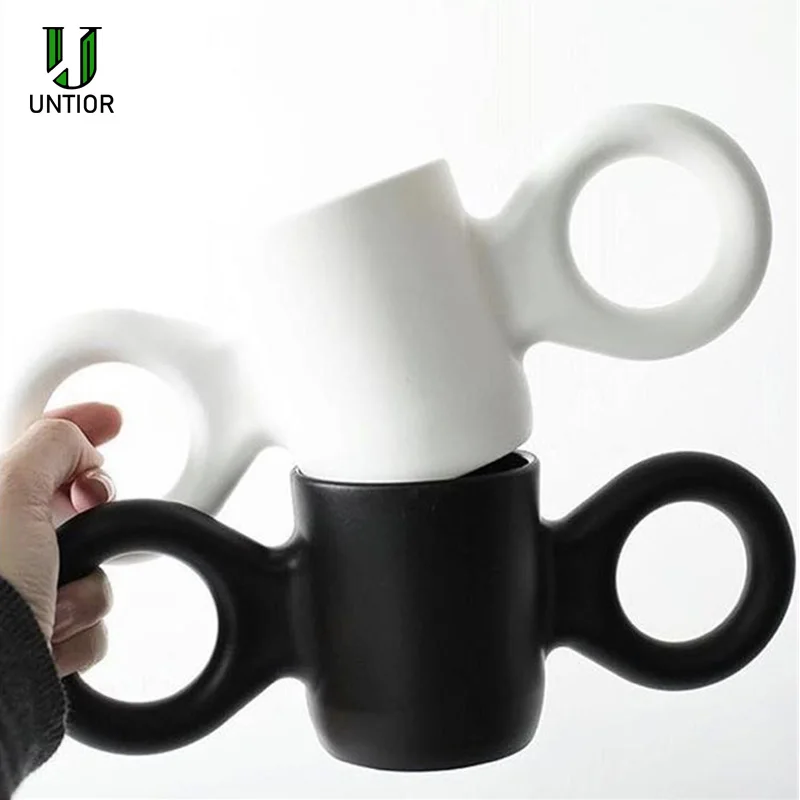 

UNTIOR Children's Big Ear Cup Milk Coffee Mug Anti-drop Handle Cup Candy Color Children Gifts Adult Minimalism Creative Mugs