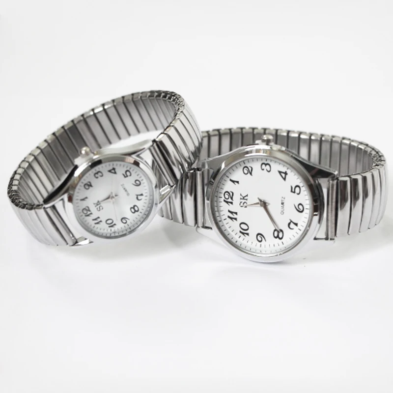 

Luxury Stylish and simple digital watch Spring strip steel watch SK Simple digital scale couple watch for gifts