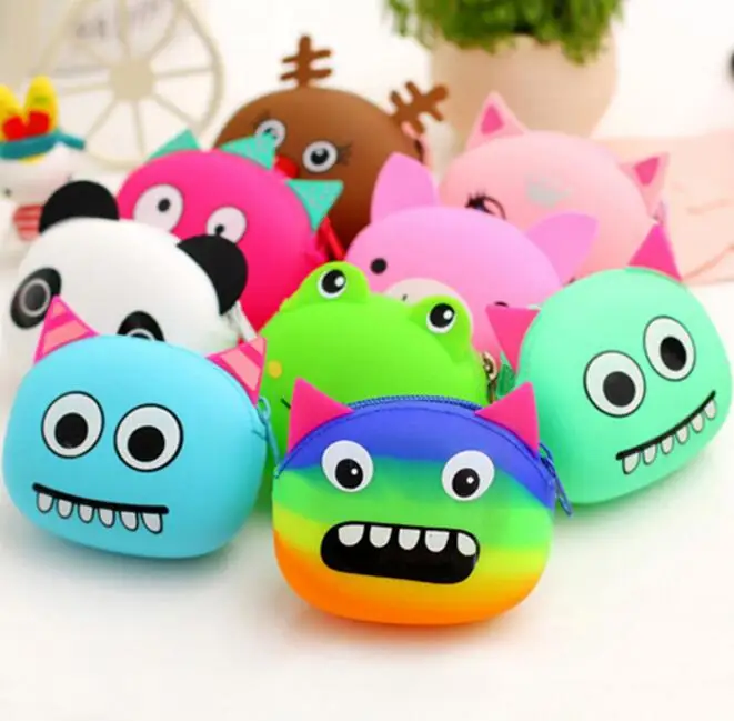  Hot Cute Cartoon Animal Silicone Coin Purse Women Candy Mini Wallets Girls Rubber Purse Bag 