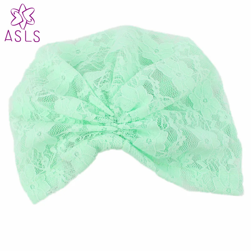 girlslovely кружева тюрбан дети шляпа индийский Cap Глава Wrap - Цвет: Светло-зеленый