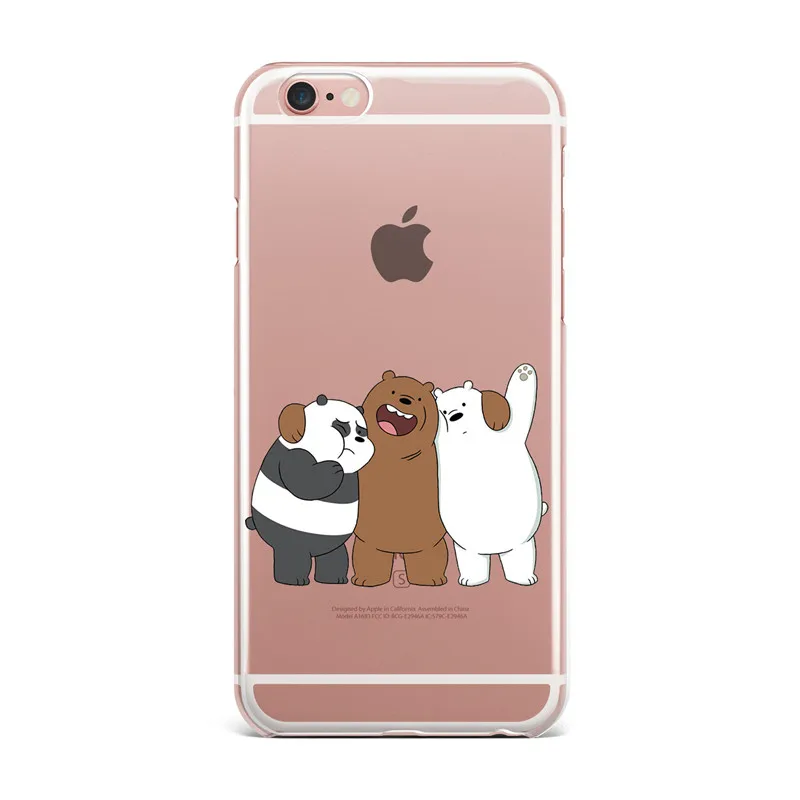 Transparent Hard Phone Case For iPhone X SE 5 5S 6 6S 7 8 Plus Cartoon Animation We Bare Bears Grizzly & Panda & Ice Bear Cover