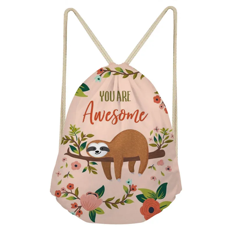 As Pictures ThiKin Drawstring сумка милые животные ленивый Ленивец принт Женская Mochila сумки для хранения Мультфильм школьная сумка для девочек сумки на плечо - Цвет: As Pictures