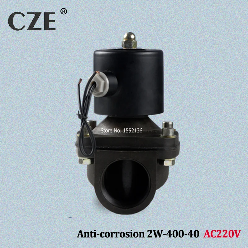 

Anticorrosion Type 2W-400-40 1.5" AC220V DC12 DC24 Plastic Water Electromagnetic Solenoid Valve