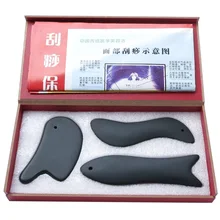 Натуральный черный камень биан массажер тела и лица Gua sha скребок гуаша пластина акупунктурный массаж 0025