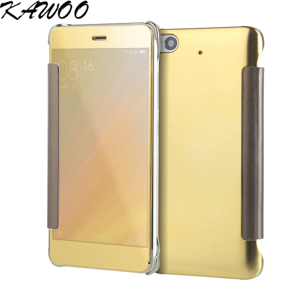 

For Xiaomi Mi 5S Coque Luxury Elegant Smart Flip View Electroplated Mirror Hard Transparent Case Cover for Xiaomi MI5 MI 5S Case