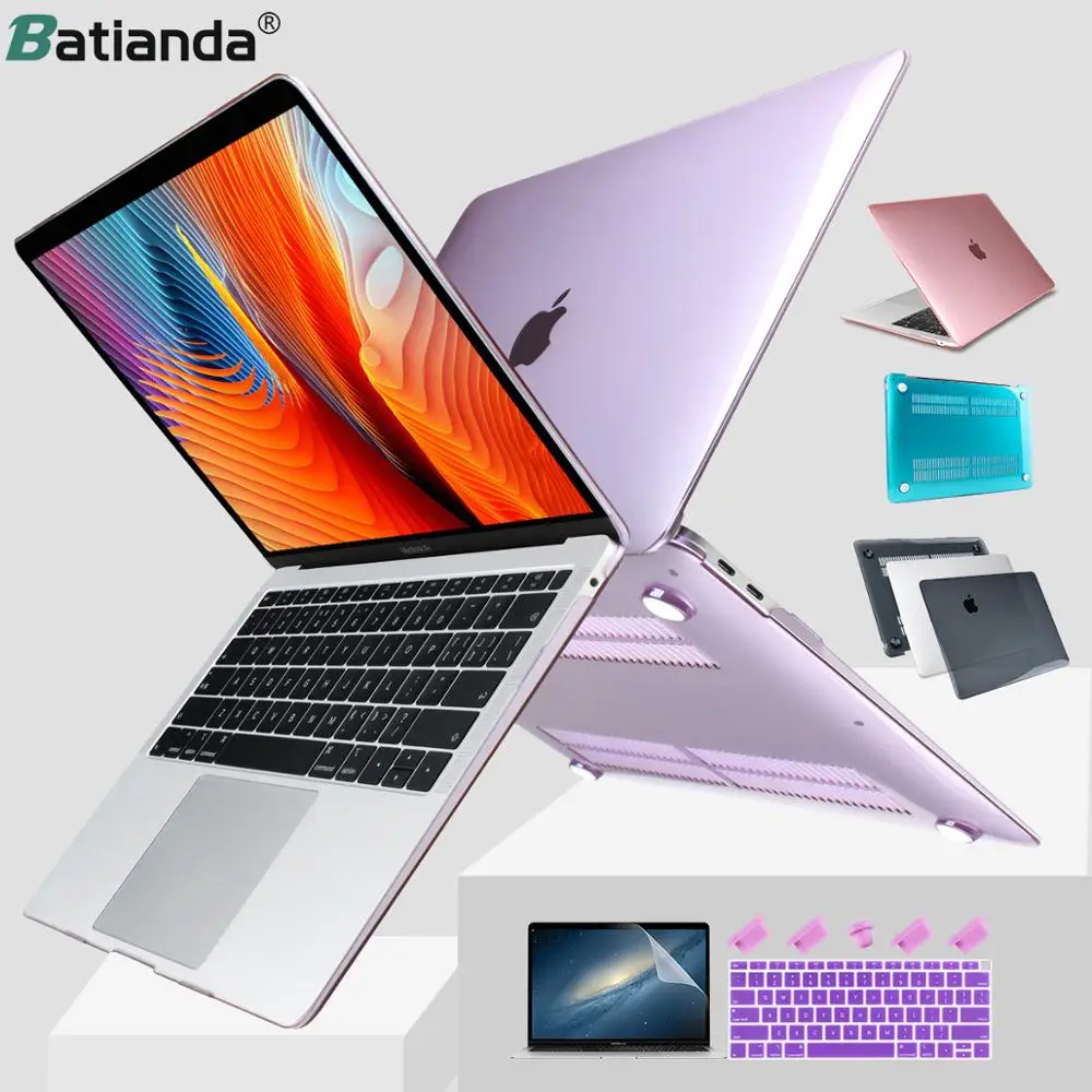 

Colorful Crystal Clear Laptop Case Sleeve for 2019 2018 2017 2016 Pro 13 15 Touch Bar A2159 A1989 A1990/ Air 13.3 inch A1932