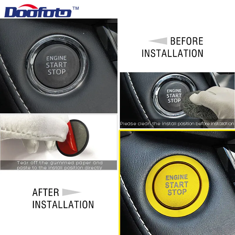 Doofoto Car Accessories Styling Start Stop Engine Cover Button Sticker cap For Toyota Corolla C-HR Rav4 Yaris C HR CHR Auto Ring