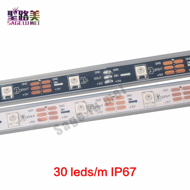 Ws2812b Светодиодные ленты длиной 1 м/5 м DC5V индивидуально адресуемых ws2811ic встроенный 30/60/144 пикселей, умный rgb светодиодный светильник лента IP67