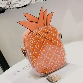

Candy Color Clear Women Pineapple Messenger Bags Fruit Shaped Small Flap Purses Leather Travel Chains Shoulder Bag Girls Z60