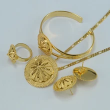 Комплект ювелирных изделий Anniyo Habesha, Эфиопский Свадебный золотой цвет, Африканский комплект, нигерийский, суданский, эритрейский, кенийский, Израиль, ювелирные изделия#002502