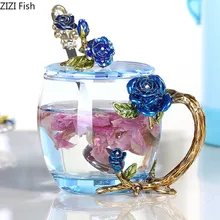 Креативная прозрачная стеклянная чашка цветок чашка кофе европейский домашний декор Питьевая утварь