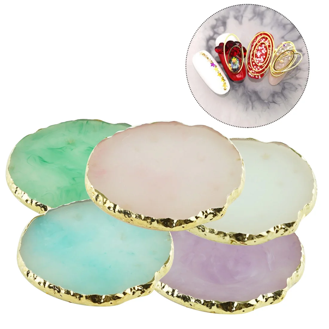 

Resin Stone Nail Manicure Pedicure Display Nail DIY Make Up Art Polish Palette Paint Drawing Color Dish Palette Tools