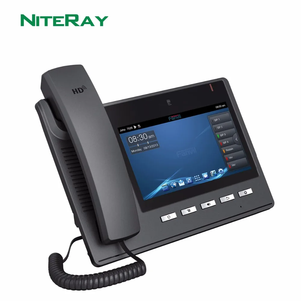 Android 4.2 OS,6 SIP lines,sip/voip video ip phone with 7"TFT 800X480 touch screen support PoE